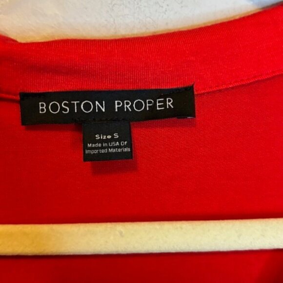 Boston Proper Blouse Women's Size Small Faux Wrap Long Sleeve Red‎ - Picture 3 of 4